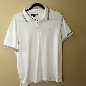 Michael Kors white with gray striped collar and sleeve.